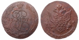 Russia 5 Kopeks 1779 EM
Bit# 630; Copper; Eagle 1780-1787