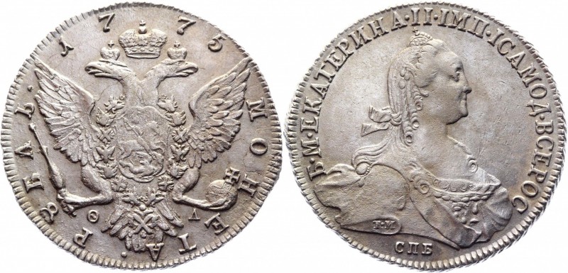 Russia 1 Rouble 1775 СПБ ФЛ
Bit# 219; 2,5 Roubles by Petrov; Silver 22,75 g.; S...