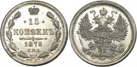 Russia 15 Kopeks 1876 СПБ HI
Bit# 244; Silver 2,78g.; UNC-