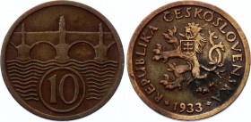 Czechoslovakia 10 Haleru 1933
KM# 3; VF