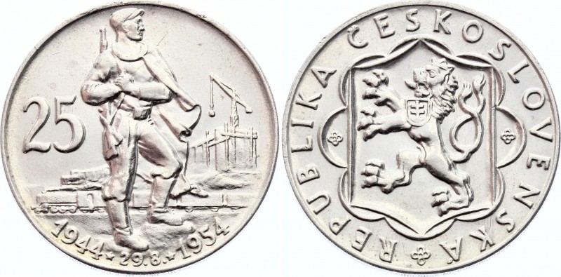 Czechoslovakia 25 Korun 1954
KM# 41; Silver; 10th Anniversary - Slovak Uprising...