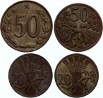 Czechoslovakia Set of 4 Coins 1947-71
20 - 20 - 50 - 50 Haleru; XF-AUNC