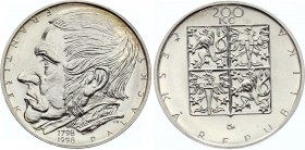 Czech Republic 200 Korun 1998
KM# 31; Silver; 200th Anniversary of the Birth of František Palacký; UNC