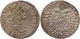 Austria 3 Kreuzer 1670 (r)
KM# 1169; Silver 1.47g.; Leopold I; Mint: Vienna; VF