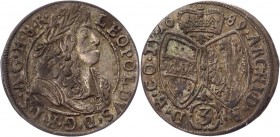 Austria 3 Kreuzer 1689
KM# 1245; Silver 1.56g.; Leopold I; Mint: Hall; VF