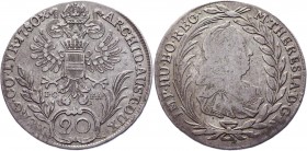 Austria 20 Kreuzer 1780 IC FA Wien
Herinek# 857; Eyp# 207; Silver 6,58g.; Maria Theresa; VF-XF
