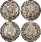 Austria 2 x 20 Kreuzer 1811 A & B
KM# 2142; Silver; Franz II