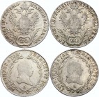 Austria 2 x 20 Kreuzer 1814 & 1815 A
KM# 2139; Silver; Franz I