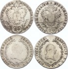 Austria 2 x 20 Kreuzer 1815 & 1818 B
KM# 2142 & 2143; Silver; Franz I