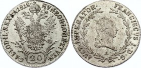 Austria 20 Kreuzer 1818 A - Wien
KM# 2143; Franz I. Silver, AU-UNC.