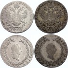 Austria 2 x 20 Kreuzer 1825 E & 1827 B
KM# 2144; Silver; Franz I