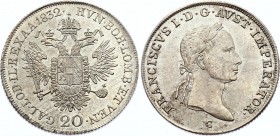 Austria 20 Kreuzer 1832 C - Prague (+VIDEO)
KM# 2147; Franz I. Silver, Proof/Prooflike struck by polished die! Kabinet coin.