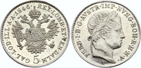 Austria 5 Kreuzer 1846 A - Wien (+VIDEO)
KM# 2196; Ferdinand I. Silver, Prooflike struck by polished die! Kabinet coin.