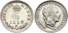 Austria 5 Kreuzer 1859 M - Milan
KM# 2197; Ferdinand I. Silver, AUNC.