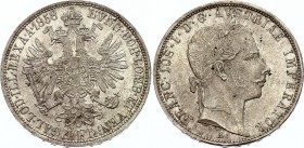 Austria 1 Florin 1858 A - Wien
KM# 2219; Franz Joseph I; Silver, UNC, nice patina.