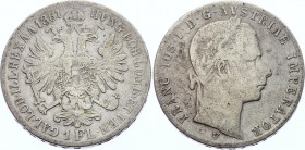 Austria 1 Florin 1861 V - Venice R!
KM# 2219; Silver; Franz Joseph I; VF