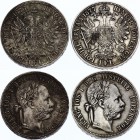 Austria 2 X 1 Florin 1876 & 1877
KM# 2222; Silver; Franz Joseph I