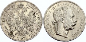 Austria 1 Florin 1880
KM# 2222; Silver; Franz Joseph I; XF