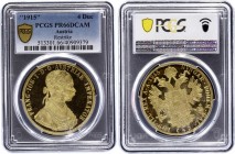 Austria 4 Ducat 1915 PROOF PCGS PR66DCAM
KM# 2276; Restrike. Gold, Proof. Rare in 66 quality.