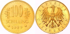 Austria 100 Schilling 1929
KM# 2842; Gold (.900) 23.52g; Prooflike UNC with hairlines