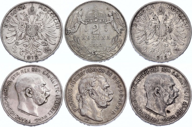 Austria-Hungary 3 x 2 Korona / Corona 1912
Silver; Franz Joseph I