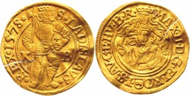 Hungary Dukat 1575 KB
Huszar# 973; Gold 3,51 g.; Kremnitz; KB; Maximilian II (1564-1576); Av. *MAX*II*D-G*EL*RO*I*S*AV*GE*HV*B*R*; Rv. S*LADISLAVS*-*...
