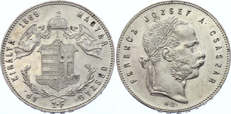 Hungary 1 Forint 1869 KB
KM# 449; Silver; Franz Joseph I; XF