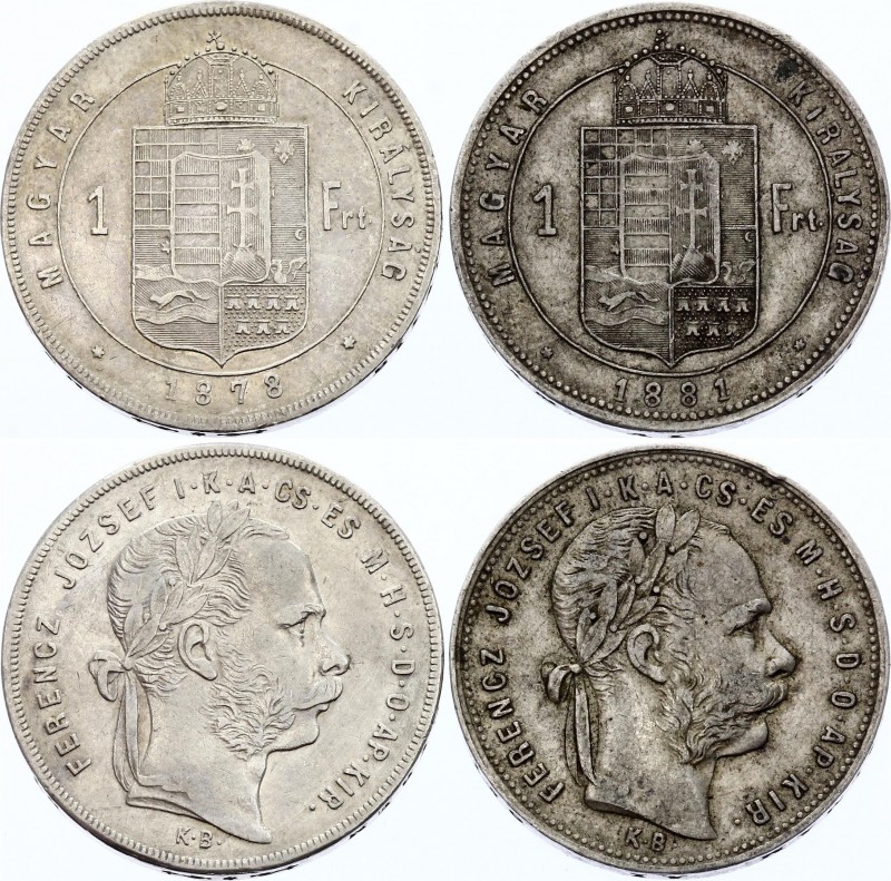 Hungary 2 x 1 Forint 1878 & 1881
Silver; Franz Joseph I