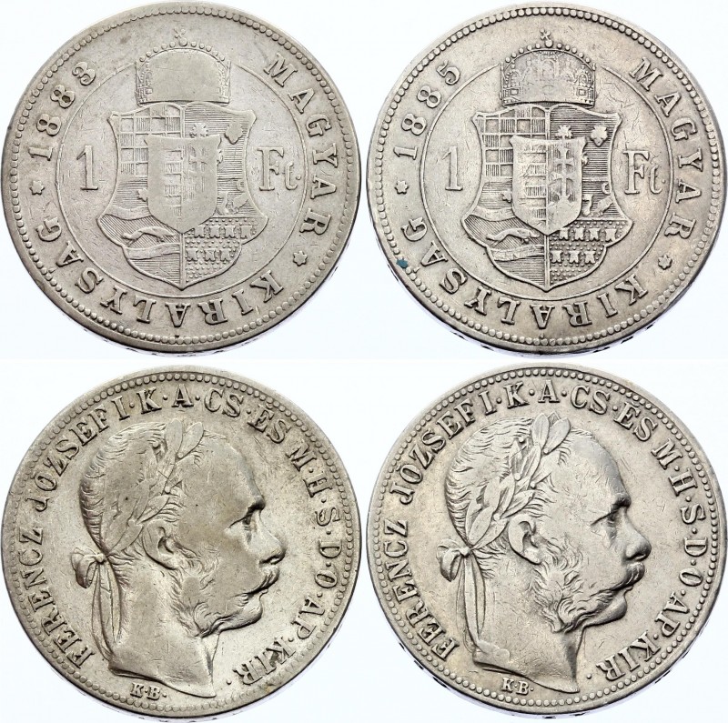Hungary 1 Forint 1883 & 1885 KB
KM# 469; Silver; Franz Joseph I