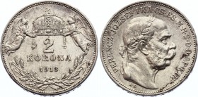 Hungary 2 Korona 1913 KB
KM# 493; Silver; Franz Joseph I