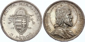 Hungary 5 Pengo 1938 BP
KM# 516; Silver; 900th Anniversary - Death of St. Stephan