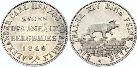 German States Anhalt-Bernburg Thaler 1846
KM# 84; Silver, XF.