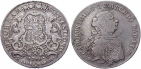 German States Baden Thaler 1766 S W
KM# 117; Silver 27,70g.; KarlFriedrich; VF+