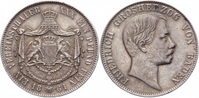 German States Baden Thaler 1861
KM# 240; Silver 18,47g.; Friedrich I; XF