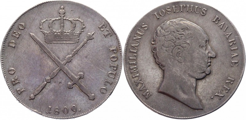German States Bavaria Thaler 1809
KM# 706; Silver 29,26g.; Maximilian IV Josef;...