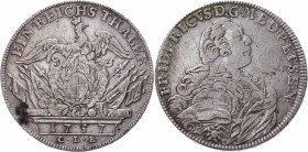 German States Brandenburg-Bayreuth Thaler 1757 CLR
KM# 214.2; Silver 18,14g.; Friedrich; VF+