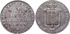 German States Brunswick-Wolfenbuttel 16 Gute Groschen 1790 MC
KM# 1020; Silver 13,92g.; Carl Wilhelm Ferdinand; AUNC