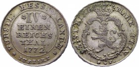 German States Hesse-Cassel 1/4 Thaler 1772
KM# 491; Silver 7,73g.; Friedrich II; XF