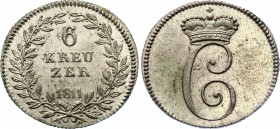German States Isenburg 6 Kreuzer 1811
AKS# 4; J# 1; Silver; Carl Friedrich; UNC, extremely rare in this condition