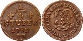 German States Julich-Berg 1/4 Stuber 1785 PR
KM# 205; Copper 3,18g.; Karl Theodor; XF+