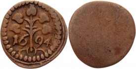 German States Lindau 1 Pfennig 1694
KM# 5, Nau# 10; Copper 0.64g.; VF