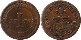 German States Münster 1 Pfennig 1740
KM# 335; Copper 1.31g.; VF-XF