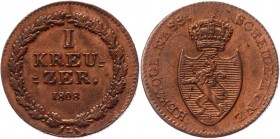 German States Nassau 1 Kreuzer 1808 L
KM# 10; Copper 4,75g.; XF-AUNC