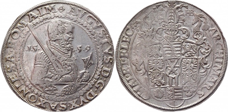 German States Saxony Thaler 1559 HB Dresden
Dav# 9795; Silver 28,85g.; August I...