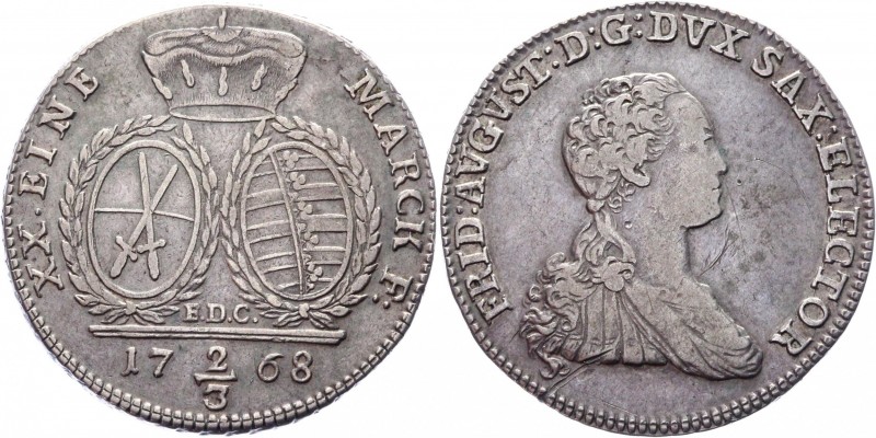 German States Saxony 2/3 Thaler 1768 EDC
KM# 981; Silver 13,82g.; Friedrich Aug...