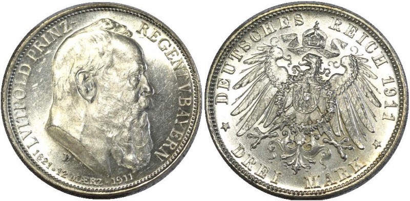 Germany - Empire Bavaria 3 Mark 1911 D
КМ# 998; Silver 16,68g.; 90th Birthday o...