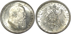 Germany - Empire Bavaria 3 Mark 1911 D
КМ# 998; Silver 16,68g.; 90th Birthday of Prince Regent Luitpold; UNC; Mint luster