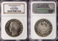 Germany - Empire Bavaria 5 Mark 1908 D PROOF NGC PF64 CAMEO
KM# 915, J. 46; Silver, Proof. Otto. Rare coin.