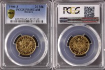 Germany - Empire Bremen 20 Mark 1906 J PROOF PCGS PR65CAM
KM# 252, J.205; Gold, Proof.