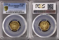 Germany - Empire Lubeck 10 Mark 1909 A PROOF PCGS PR66DCAM
KM# 214, J. 228; Gold; Proof. Rare coin.